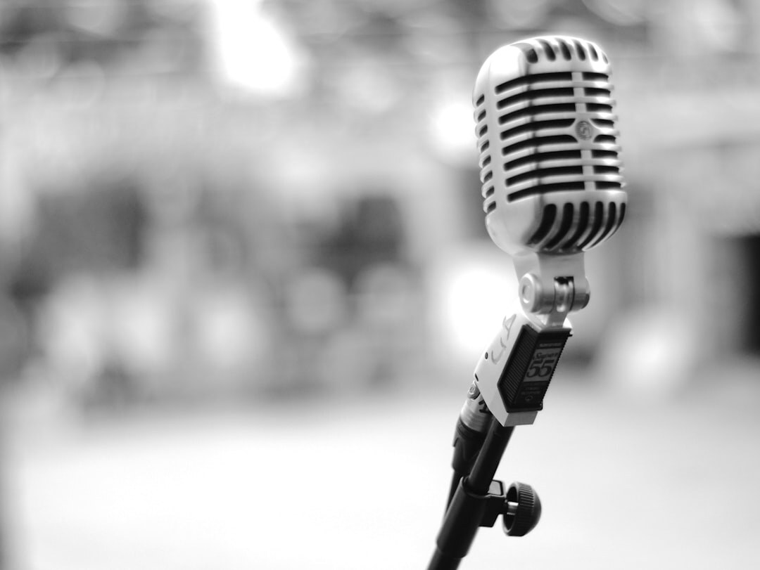 Close up of a studio microphone on a stand
