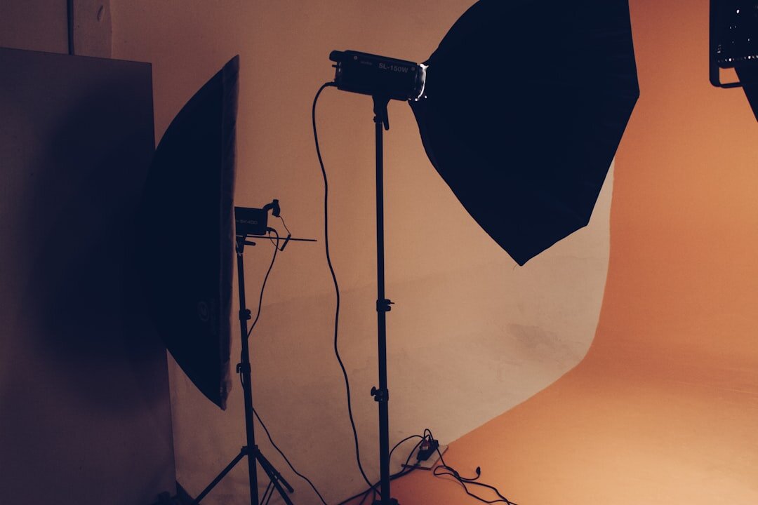 Studio lighting rig with softboxes and stands