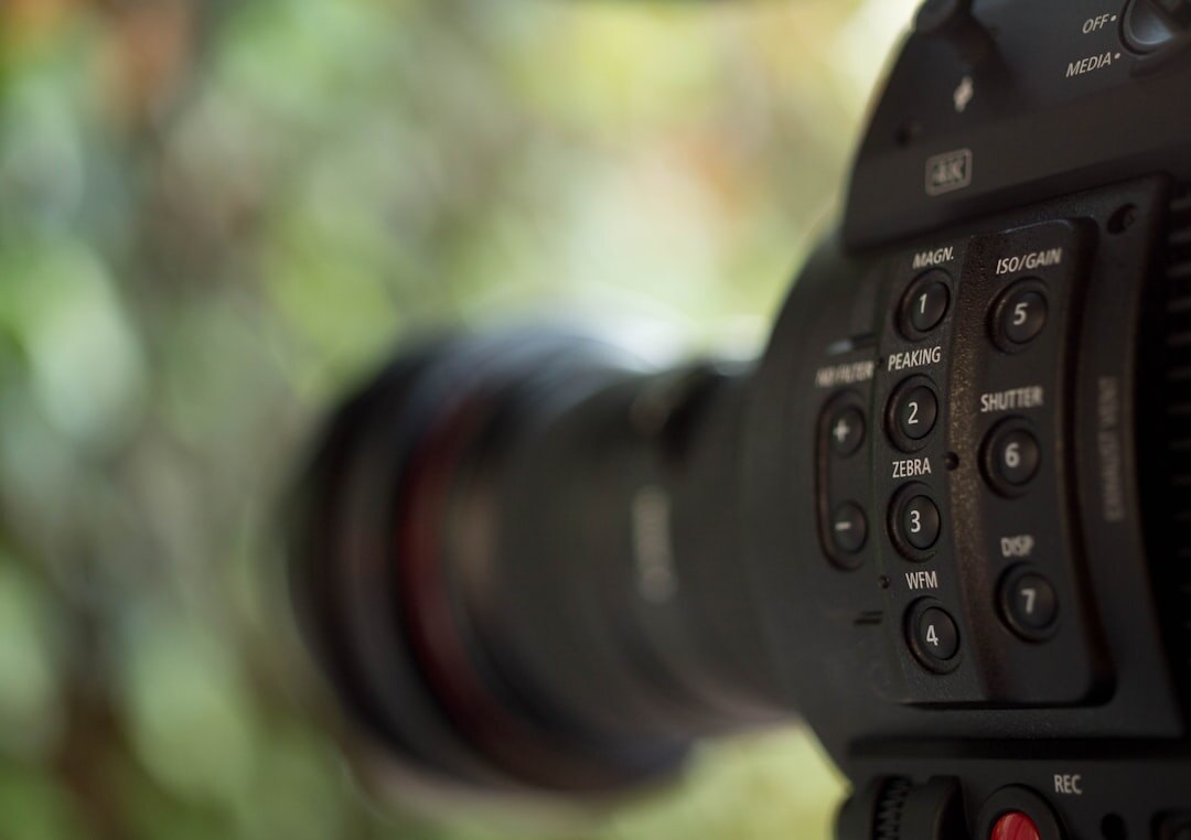 Close up of a broadcast camera lens